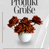 Modernes Kunstblumen-Gesteck mit 7 großen Premium Real Touch Rosen in einer edlen Keramikschale.